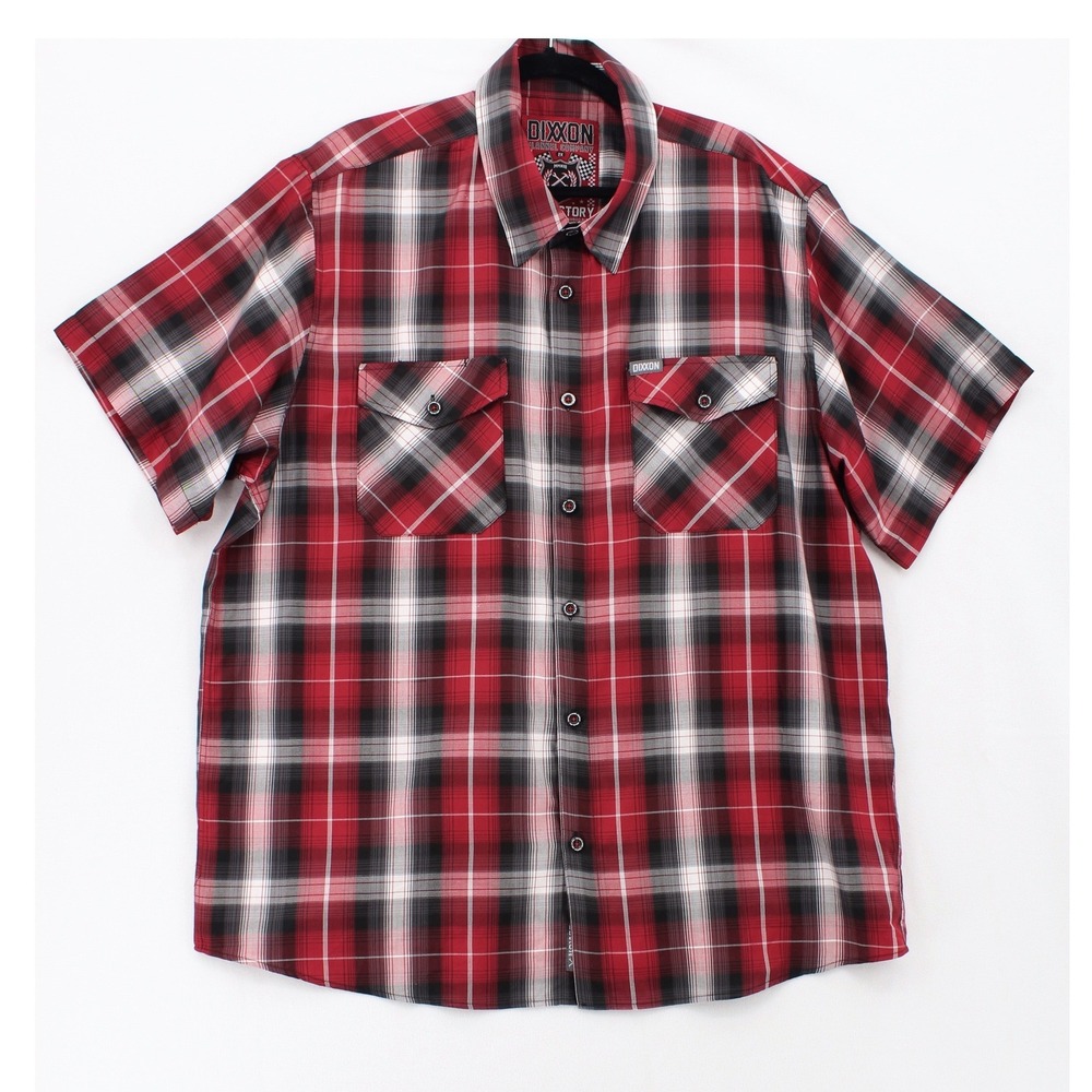 Dixxon Flannel Company The Victory Shirt 2X Red Black Plaid Bamboo SS Button Up